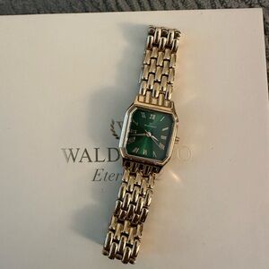 Women's Gold Bracelet Watch with Green Face
